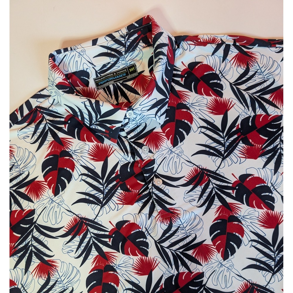 NWOT Roundtree & Yorke Performance Polo Shirt Mens 4XT (tag 3XT) Tropical NICE!